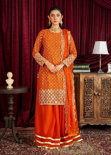 Chiffon Sharara in Orange