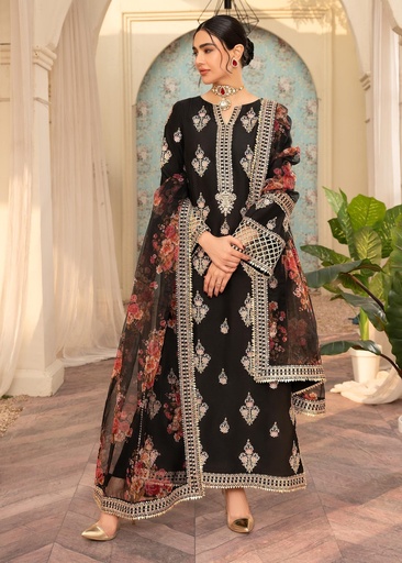 [NKJ0531] Kurta Set in Black by Rang-e-Haya
