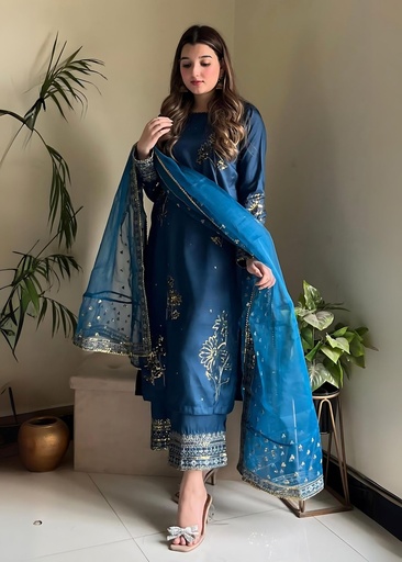 [XHO7240] Kurta Set in Teal by Laal Clothing