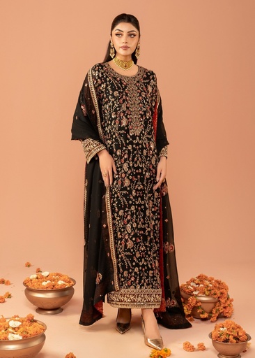 [DHH3206] Kurta Set in Black by Agha Jaan