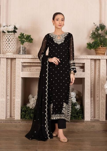 [PGW6839] Kurta Set in Black by Agha Jaan
