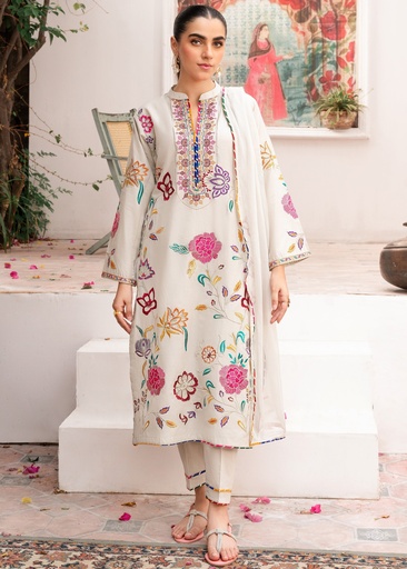 [ASZ7436] Kurta Set in White by Sahibas By Mirza