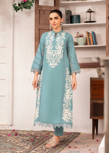 [DLM8862] Kurta Set in Turquoise by Sahibas By Mirza