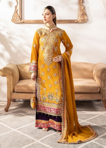 [VEL0706] Kurta Set in Mustard by Haseens Official