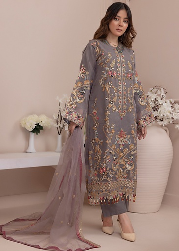 [YDB6115] Kurta Set in Dark grey by Polawn