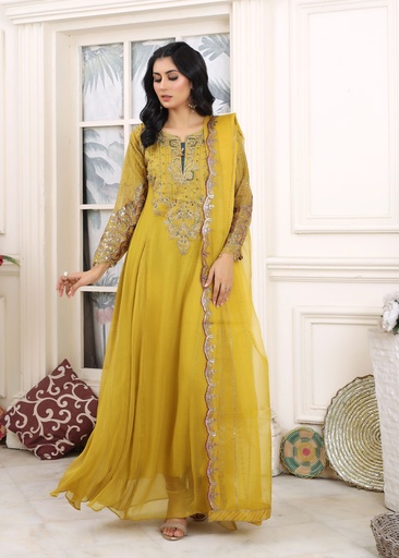 [XFH9635] Maxi in Yellow by Pehnawa By Bin Akram’s
