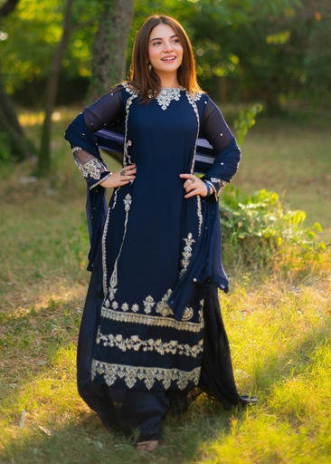 [ZLC1185] Sharara in Blue by Agha Jaan